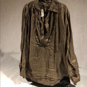 Brown long sleeve linen over shirt